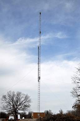 Segment of Yonkers Tower Being Hoisted Up