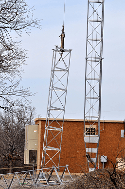 Segment of Tower Being Hooked up on the Ground