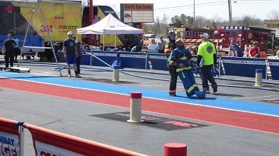 Blue Team Firefighter Nearing the Finish Line