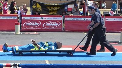 Blue Team Hauling a Dummy on a Stretcher